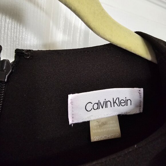 Calvin Klein Black Sleeveless Knee Length Fit + Flare Dress | Size 2P - Picture 6 of 7